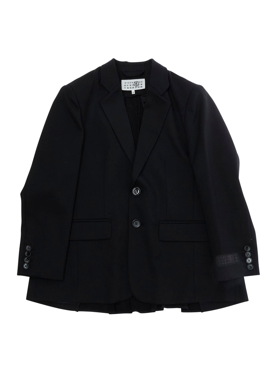 Boys Jacket V-Neck Black Wool Blazers