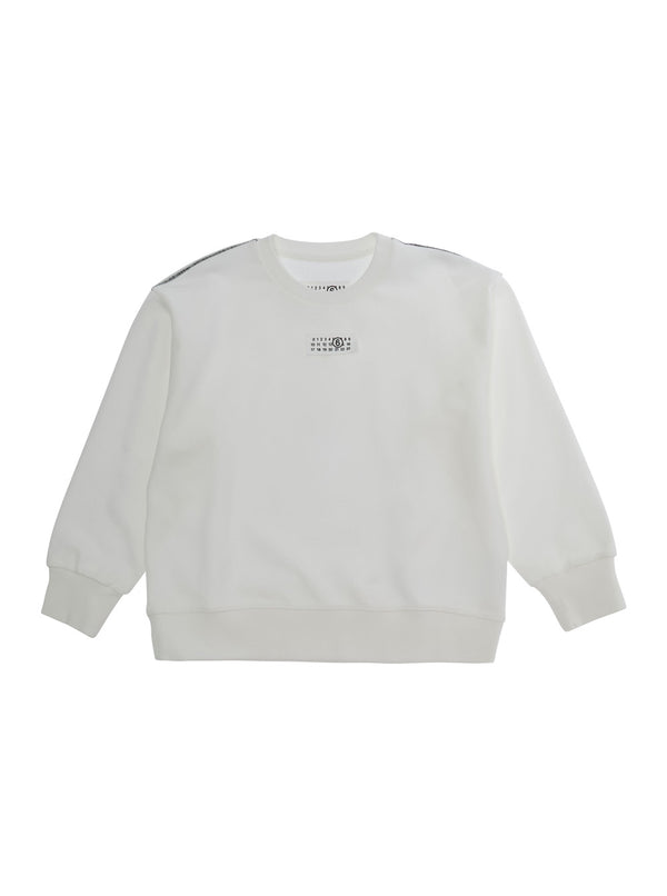 Round Neck Sweatshirt White Cotton Hoods & Sweatshirts