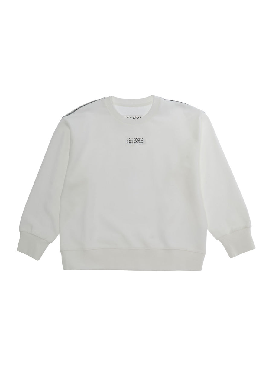 Round Neck Sweatshirt White Cotton Hoods & Sweatshirts