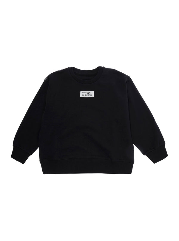 Cotton Round Neck Sweatshirt Black Hoods & Sweatshirts