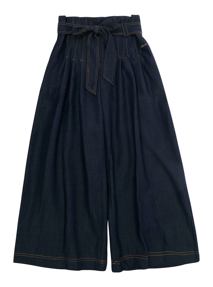 Trousers, Belted Denim, Grey Lyocell