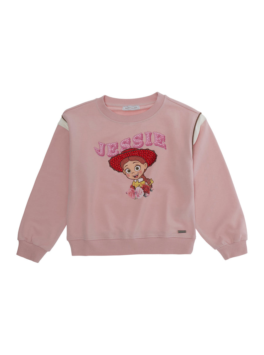 Hoodie With Crow Nek Print — Pink Cotton Hoods & Sweatshirts