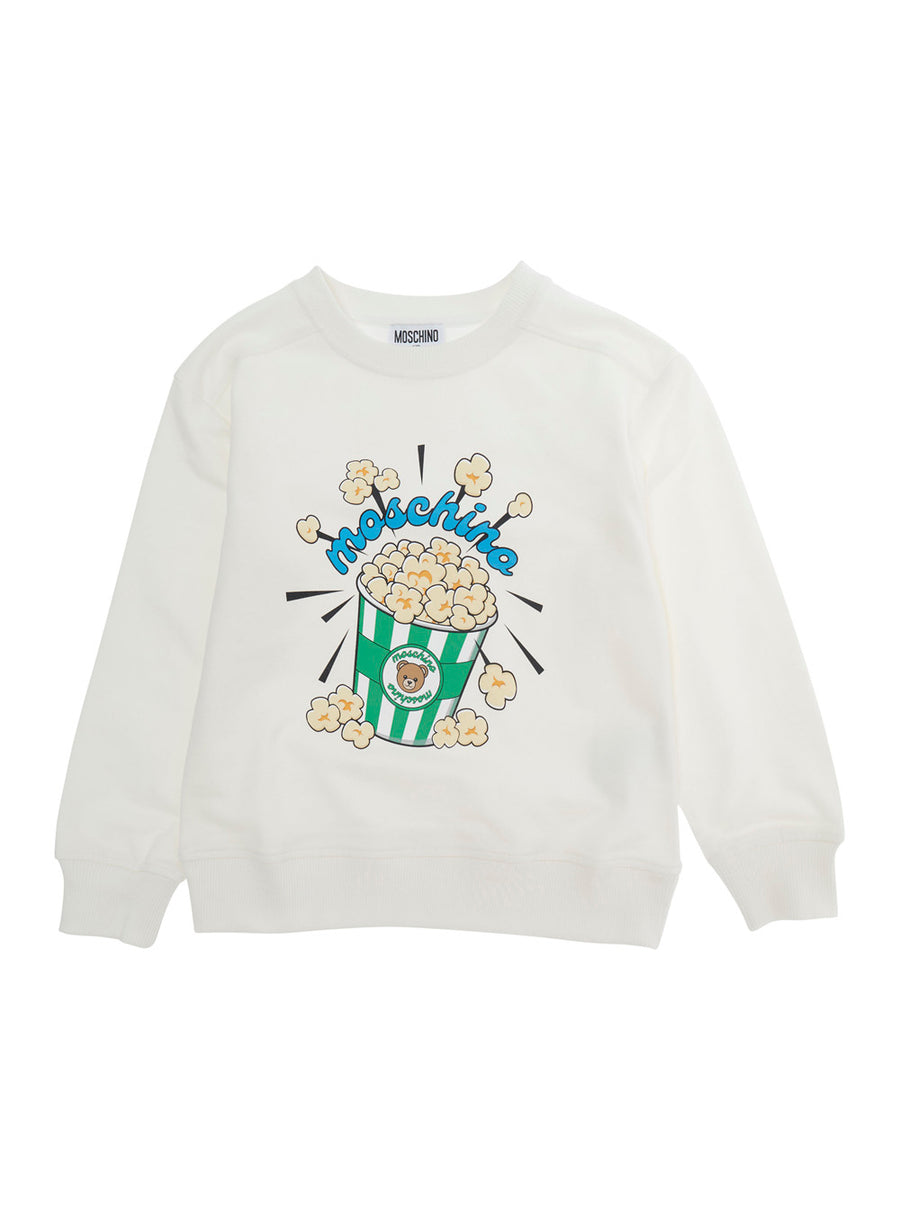 Crewneck Sweatshirt White Cotton Hoods & Sweatshirts