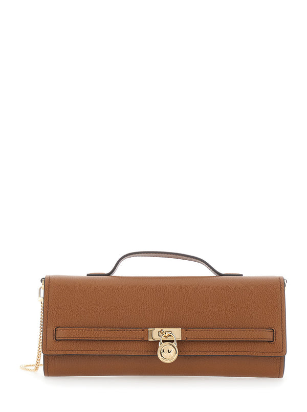Pouch Hamilton Orange Grained Leather Cow Clutch Bags