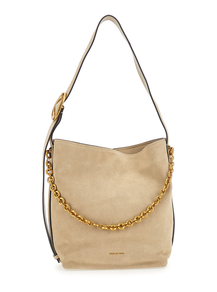 Shoulder Bag Nolita Beige Suede Cow Leather