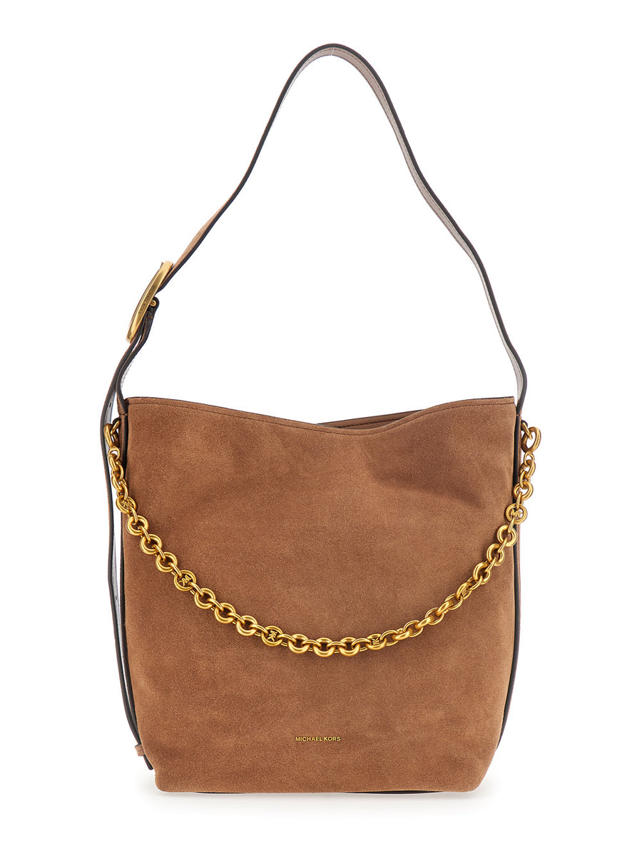 Shoulder Bag Brown Suede Cow Leather