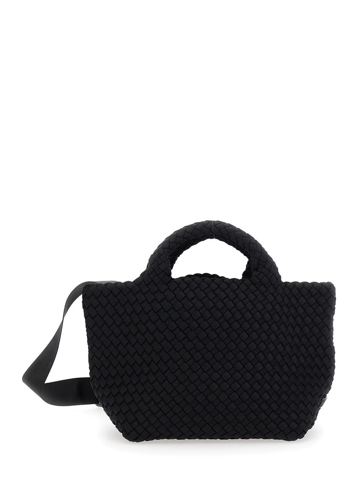 Handbag St Barths Small With Intreccio Design Black Fabric For Women Crossbody Bags