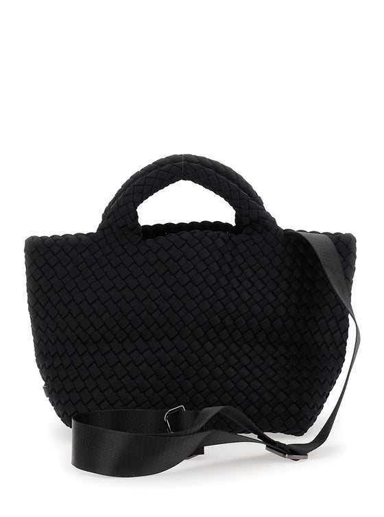 Handbag St Barths Small With Intreccio Design Black Fabric For Women Crossbody Bags