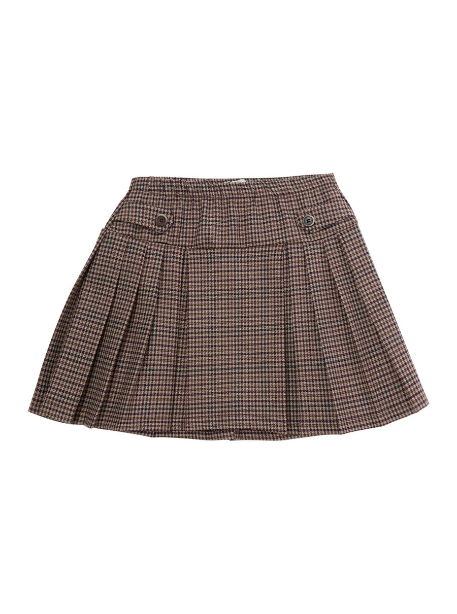 Kilt Skirt Pied De Poule Brown Polyester