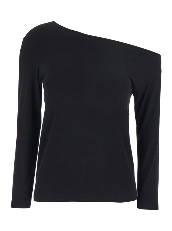 Top Off-Shoulder Black Polyester Tops