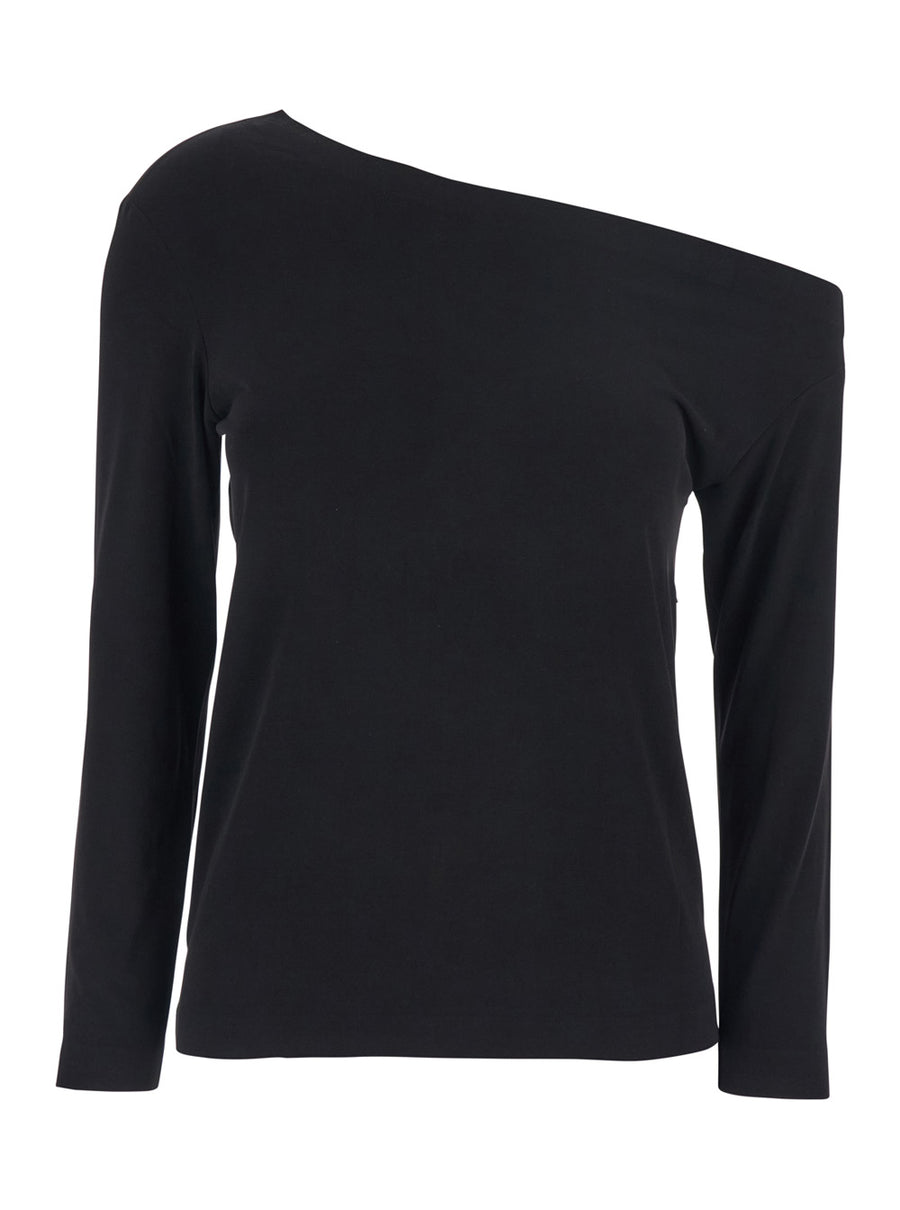 Top Off-Shoulder Black Polyester Tops