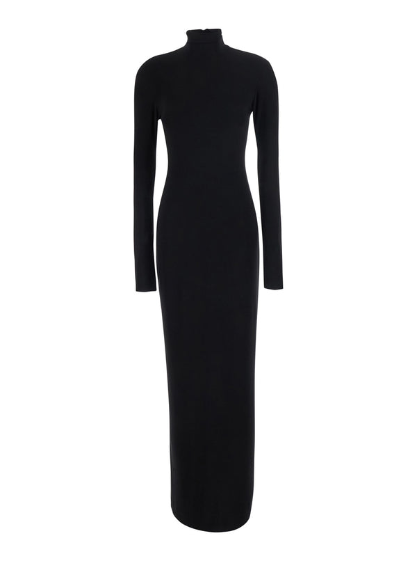 Long Dress Black Polyester