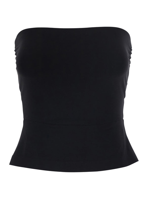 Top Strapless Tech Fabric Black Polyester Tops