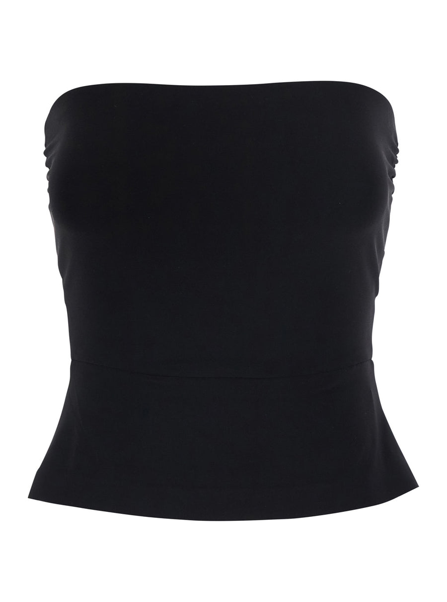 Top Strapless Tech Fabric Black Polyester Tops