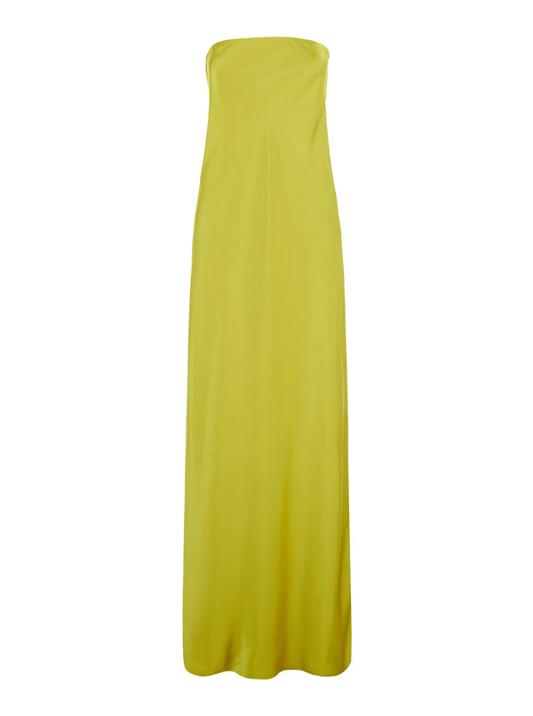 Long Dress Bias Yellow Tech Fabric Polyester