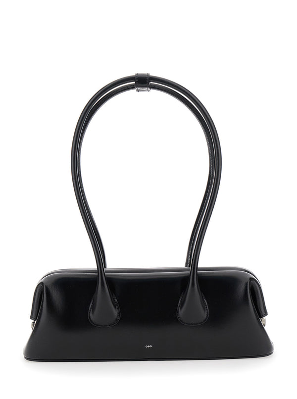 Shoulder Bag Boat Wide Mini Black Leather