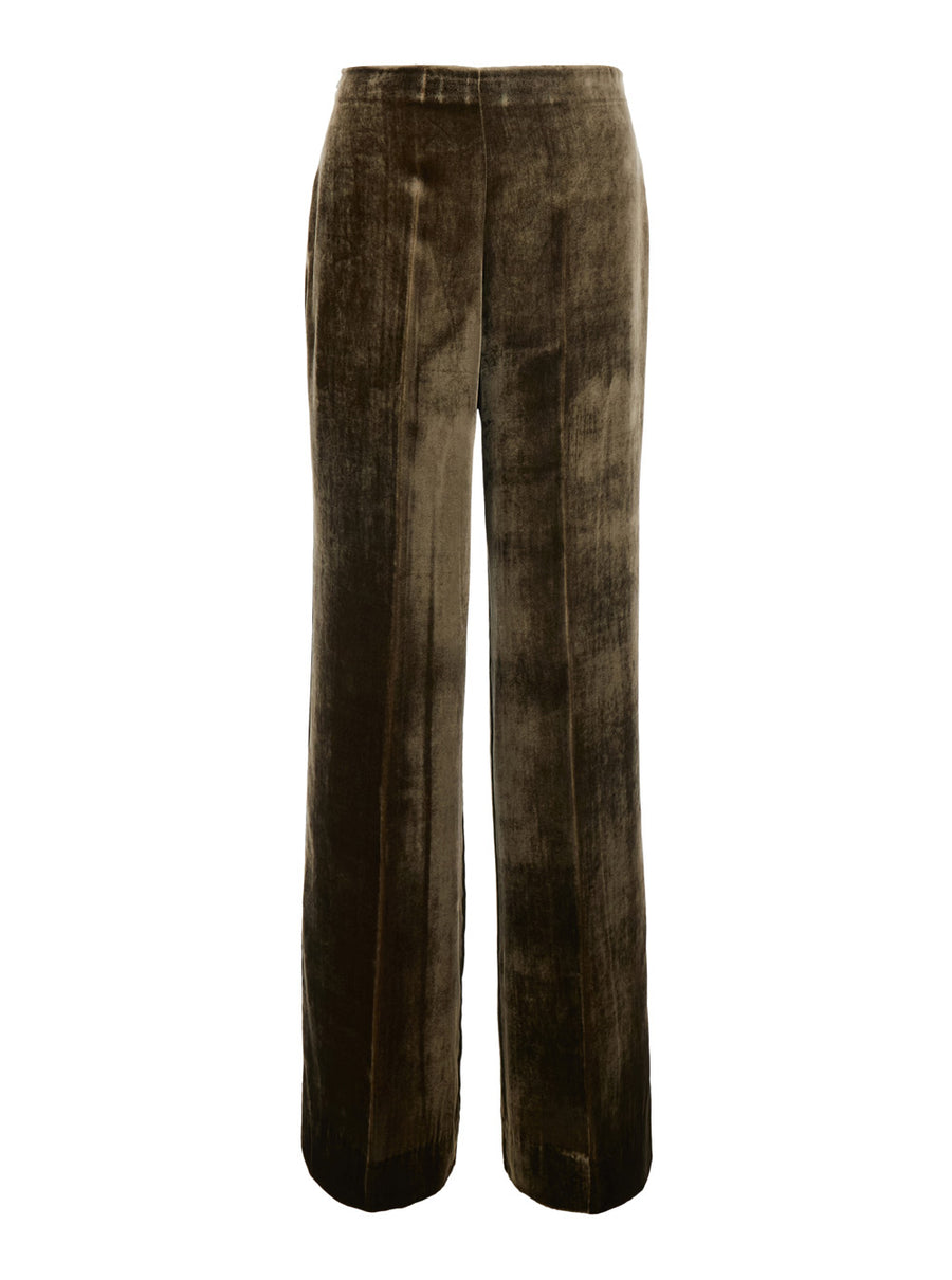 Oversized Velvet Trousers Brown Viscose