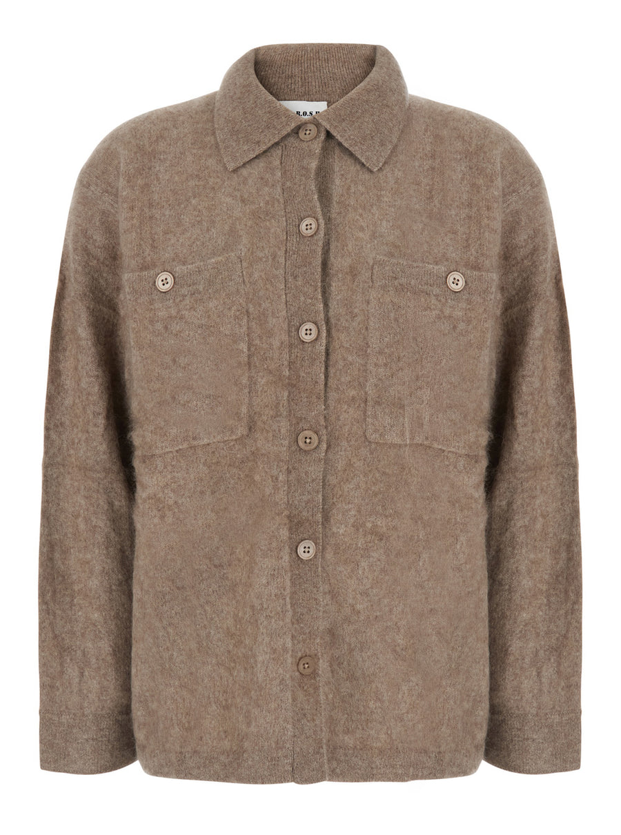 Cardigan Yiak Grey Wool And Yak Tops