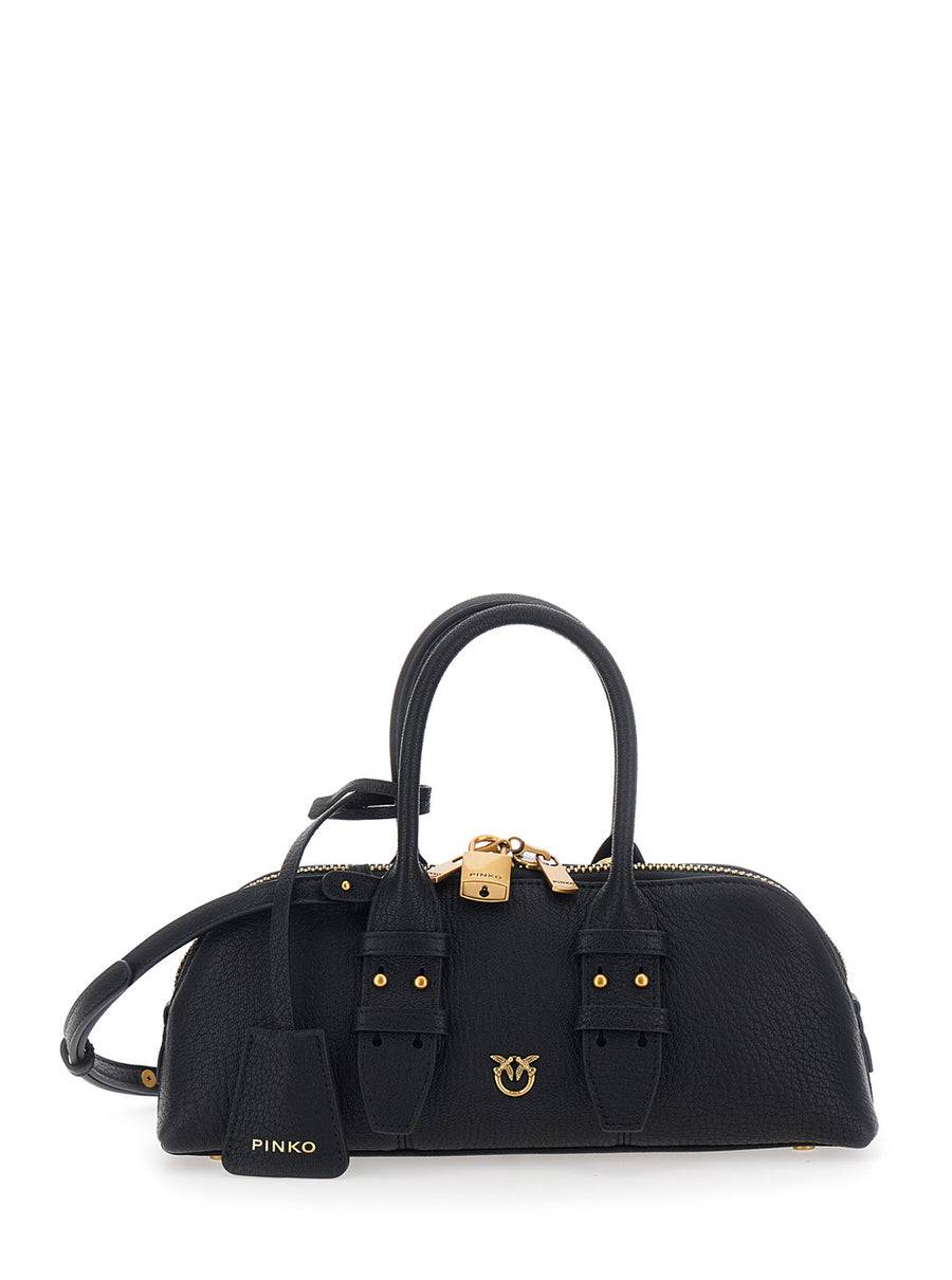 Handbag With Black Leather Handles Handbags