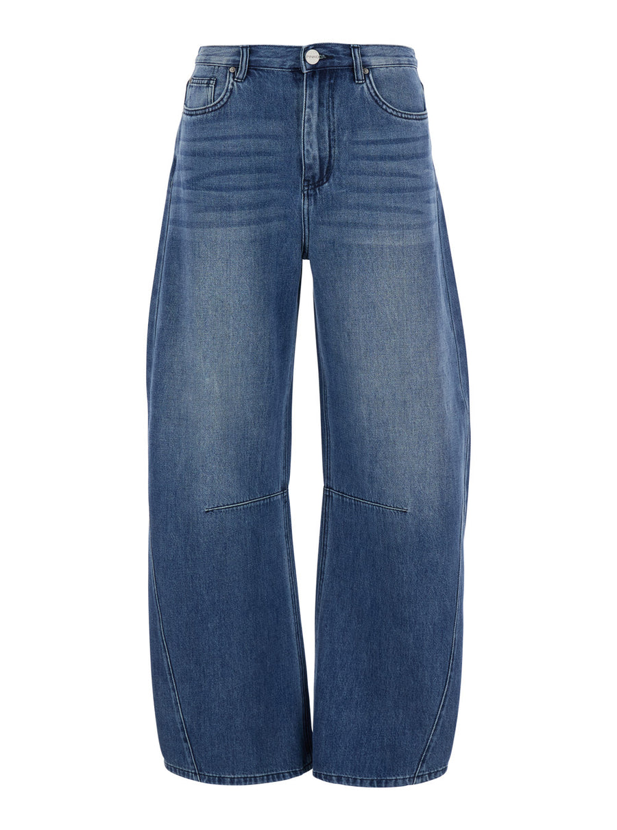 Jeans With Bleach Effect Blue Cotton