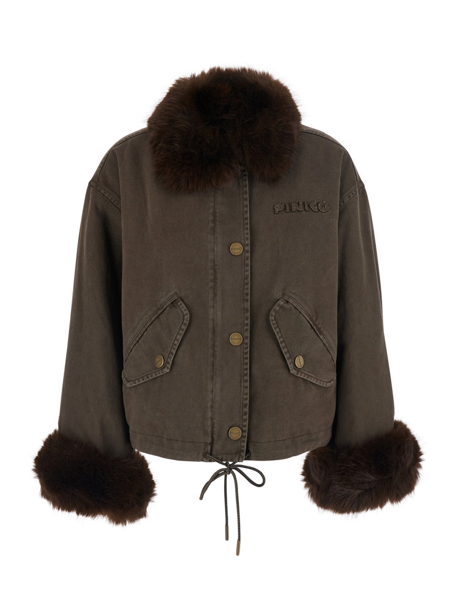 Jacket Fox Effect Brown Cotton Coat