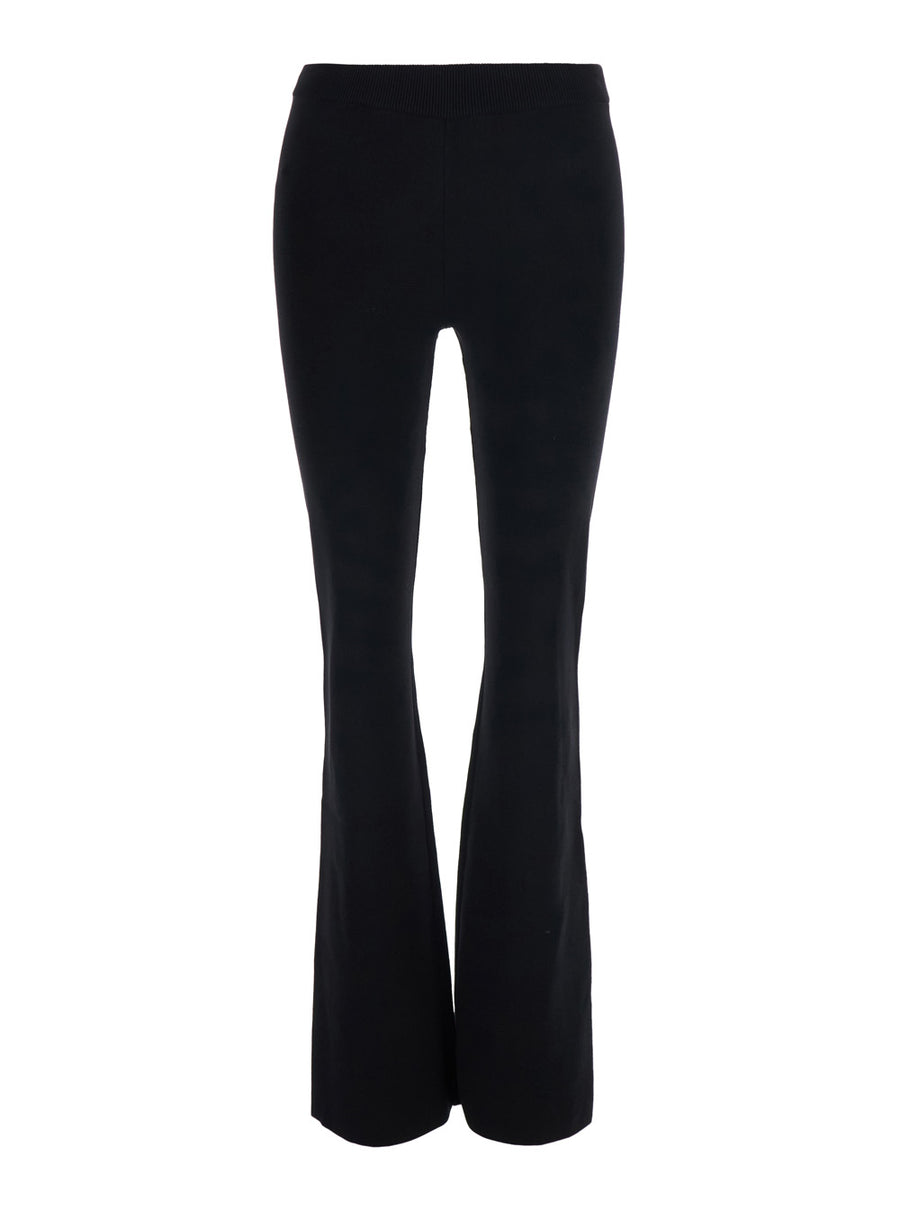 High-Waisted Trousers Tech Fabric Black Viscose