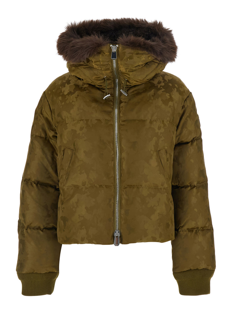 Puffer Jacket Hooded Green Polyamide