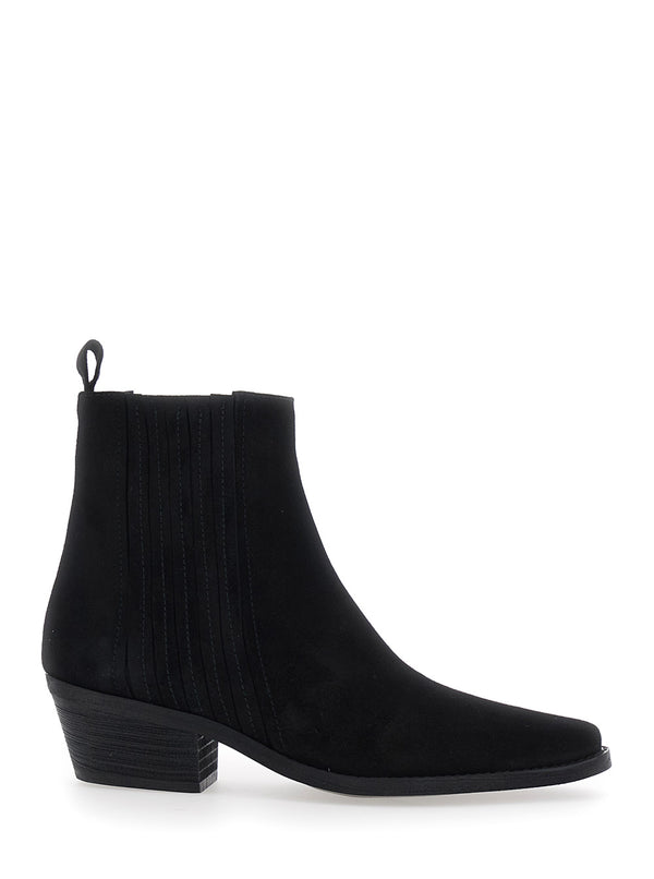 Heeled Ankle Boots Black Suede