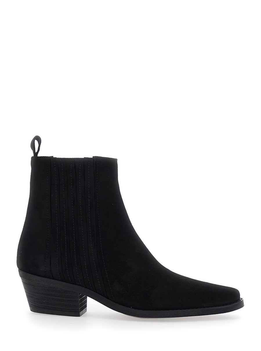 Heeled Ankle Boots Black Suede