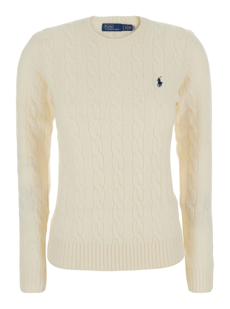 Cable Knit Sweater Julianna White Wool Tops