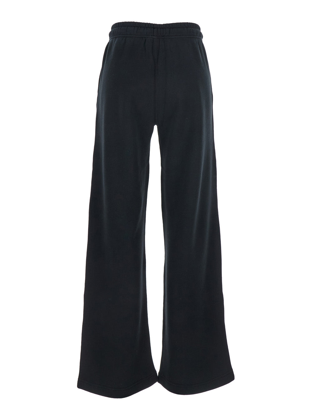 Black Pants With Drawstring Elastic Waist And Pony Embroidery On The Side Cotton Blend Woman Trousers