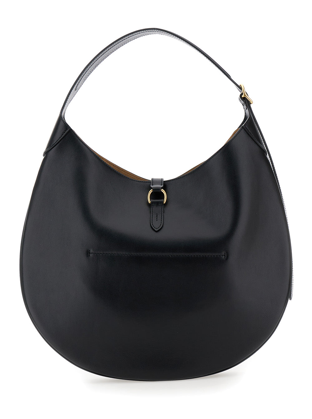 Shoulder Bag With Smooth Leather Logo Detail Black Woman Cow Hand