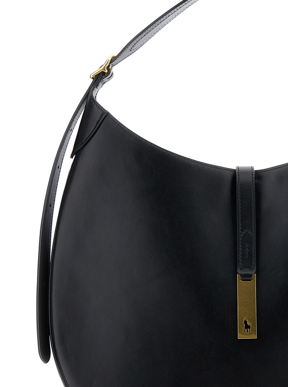 Shoulder Bag With Smooth Leather Logo Detail Black Woman Cow Hand
