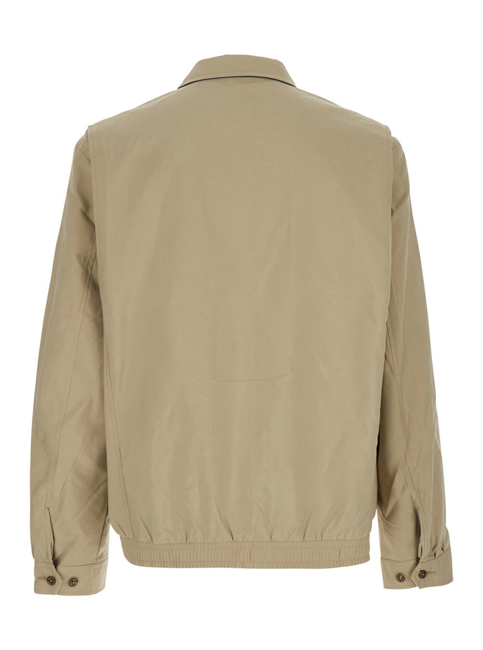 Jacket With Classic Collar And Pony Logo On The Front Tech Fabric Beige Men