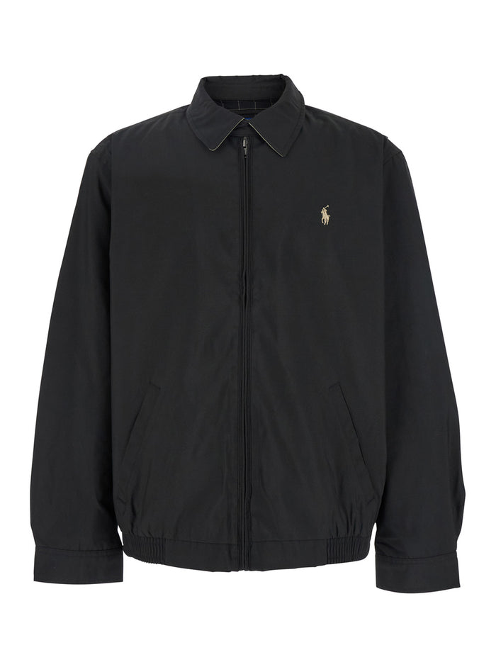 Jacket With Classic Collar And Pony Detail On The Front Black Tech Fabric For Men Polyester (recycled)