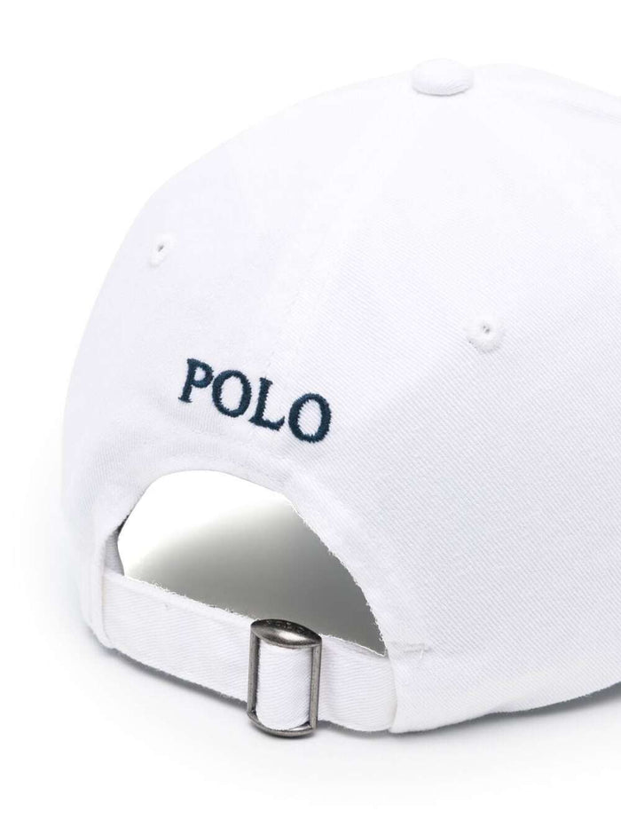 Baseball Hat Cap White With Pony Embroidery On The Front Cotton Men And Gloves