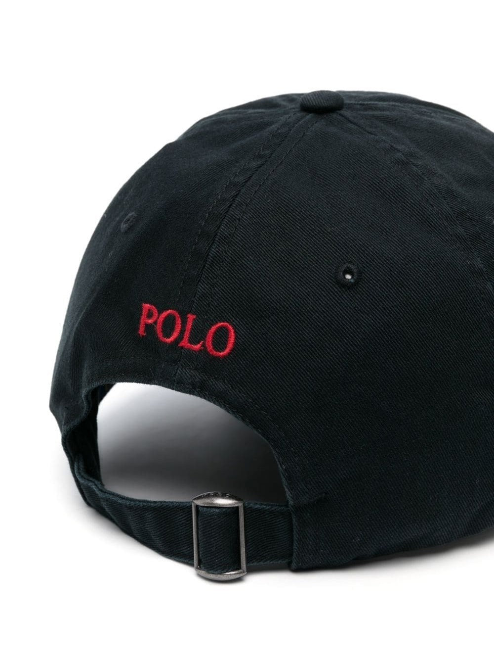Baseball Cap With Pony Embroidered Logo On The Front Black Cotton For Men Hats And Gloves