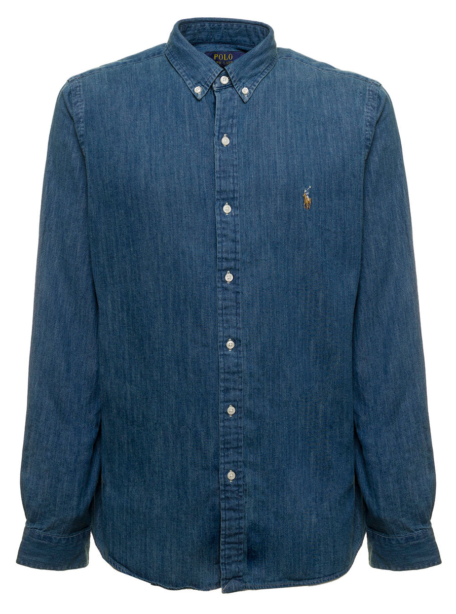 Shirt Slim Fit Denim Blue Cotton