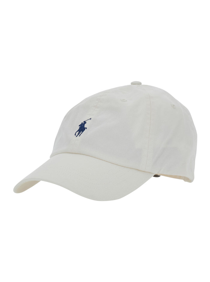 White Hat With Embroidered Logo Cotton Men And Gloves