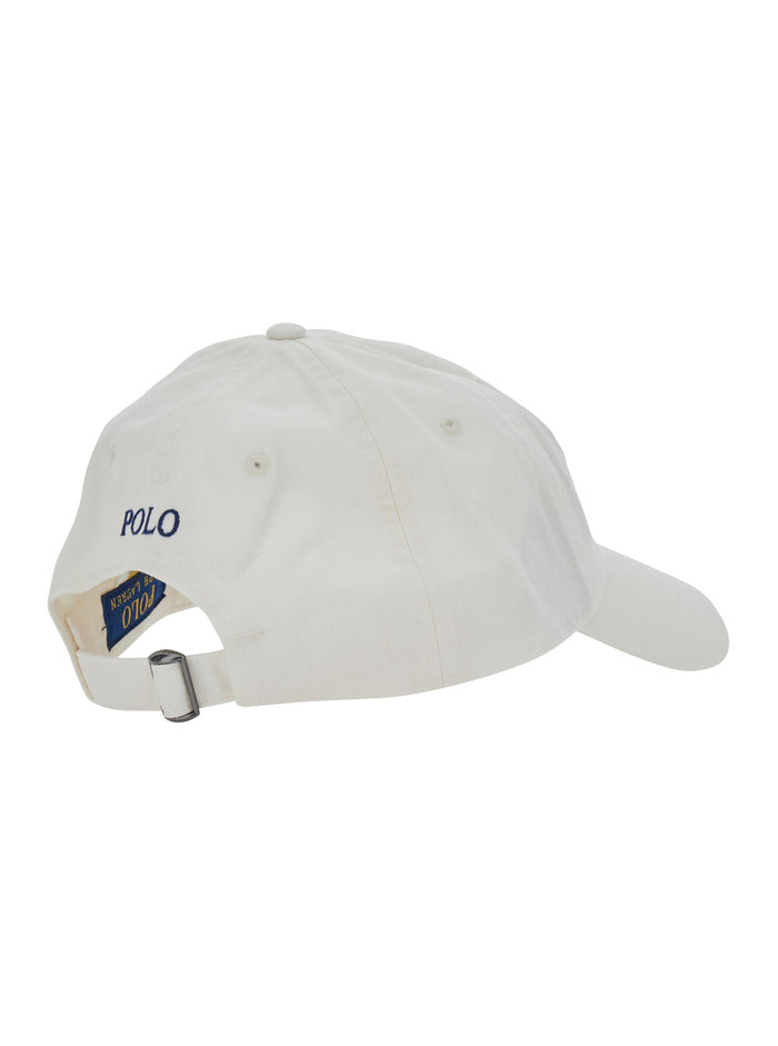 White Hat With Embroidered Logo Cotton Men And Gloves