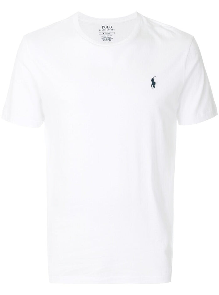 T-Shirt Slim Fit With Round Neck And Embroidered Pony Logo On The Front White Cotton For Men Tshirts Polo Shirts