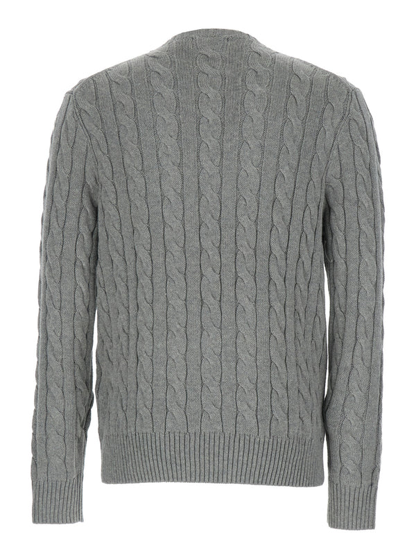 Crewneck Sweater Grey Cotton Tops
