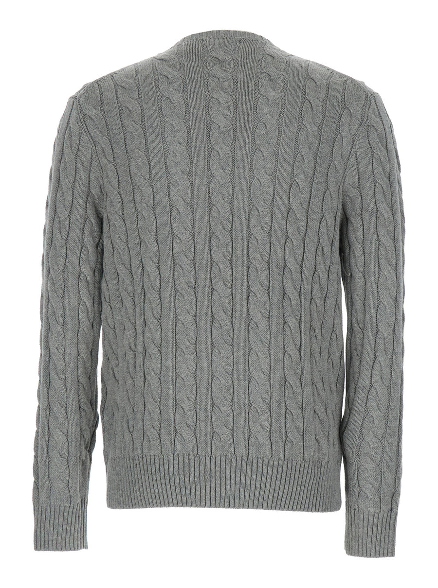Crewneck Sweater Grey Cotton Tops