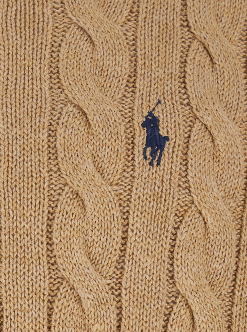 Long Sleeve-Pullover Cable Di Cotone Beige Jersey