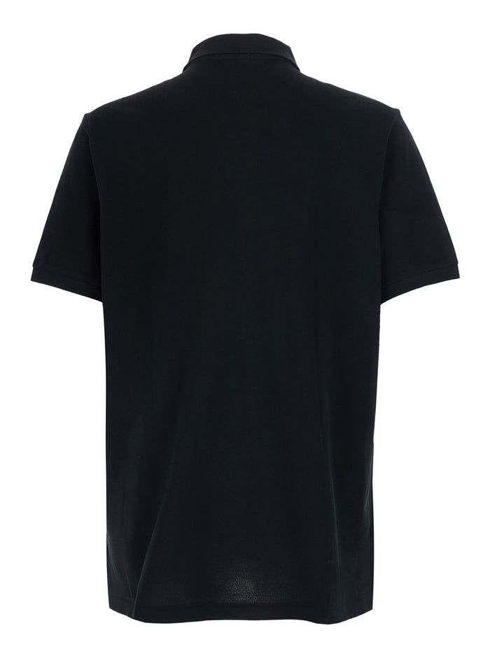 Black Classic Fit Polo Shirt With Collar And Pony Embroidery On The Front Cotton For Men Tshirts