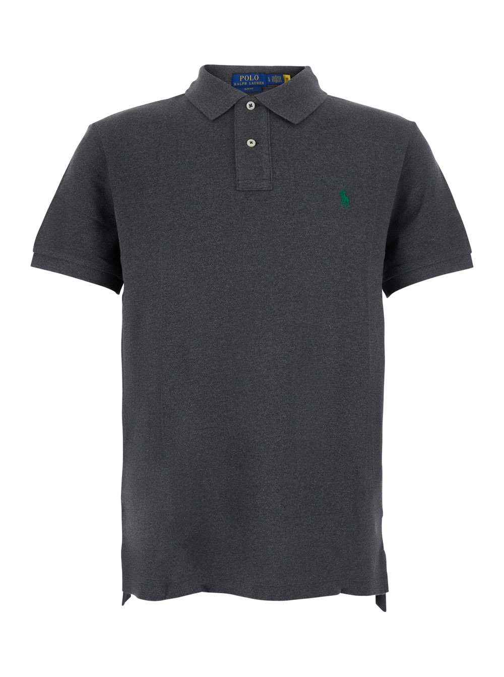 Slim Fit Gray Polo Shirt With Classic Collar And Pony Embroidery On The Front Cotton For Men Grey Tshirts
