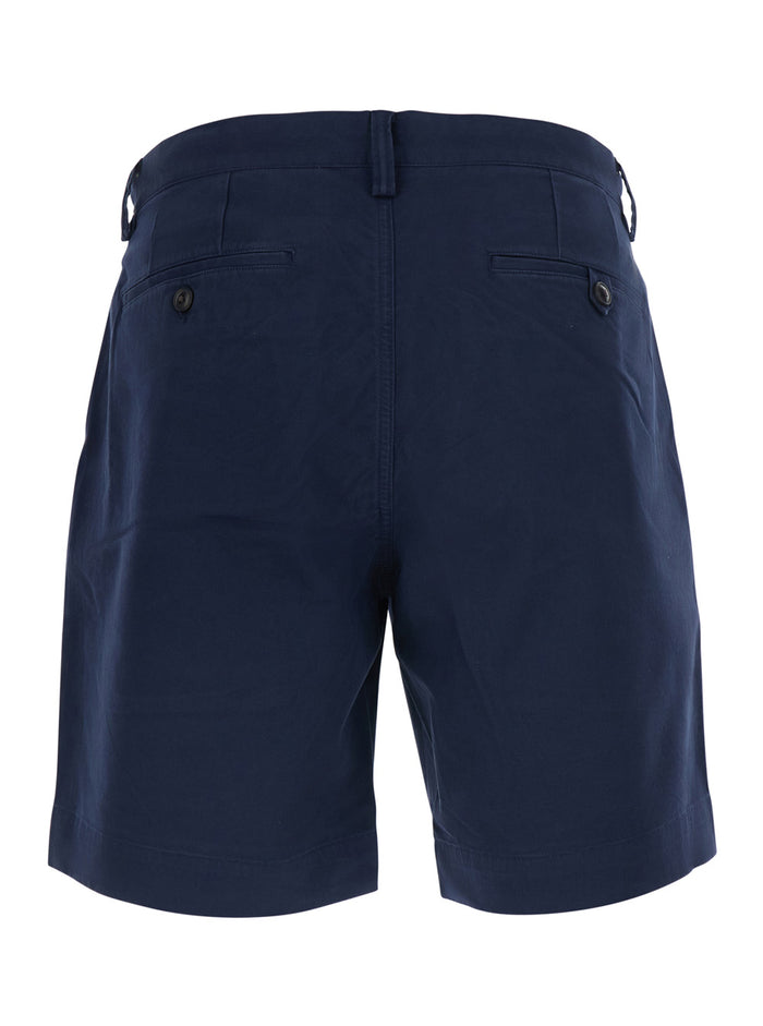 Blue Shorts With Two Welt Pockets On The Back Stretch Tech Fabric For Men Blu And Bermuda