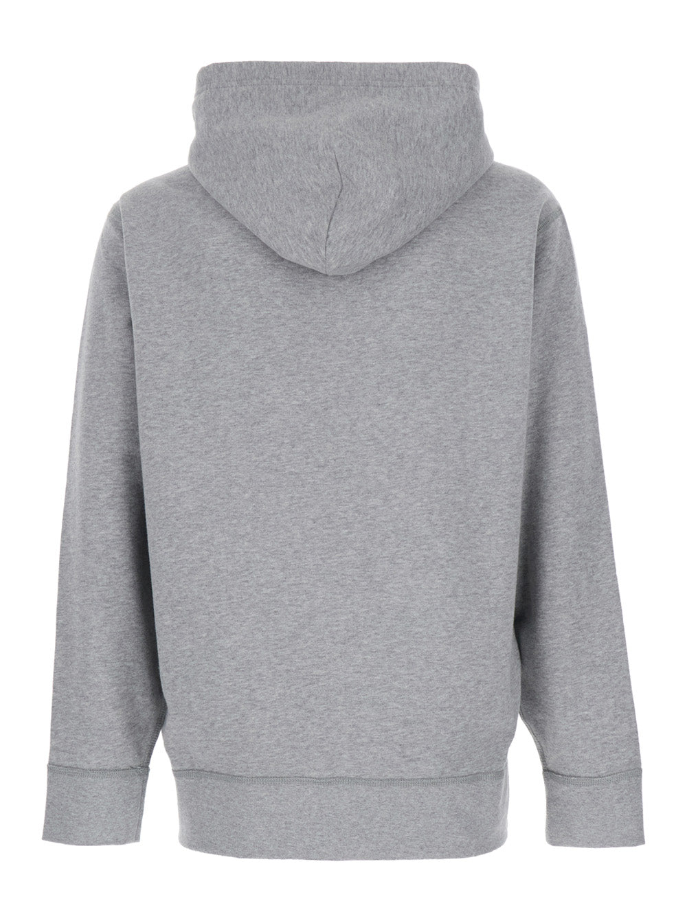 Grey Sweatshirt With Drawstring Hood And Pony Embroidery On The Front Cotton Blend Man Sweatshirts