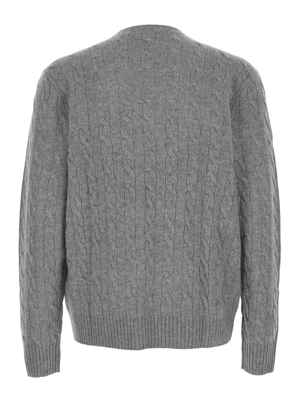 Crew Neck Sweater Wool-Cashmere Grey Tops
