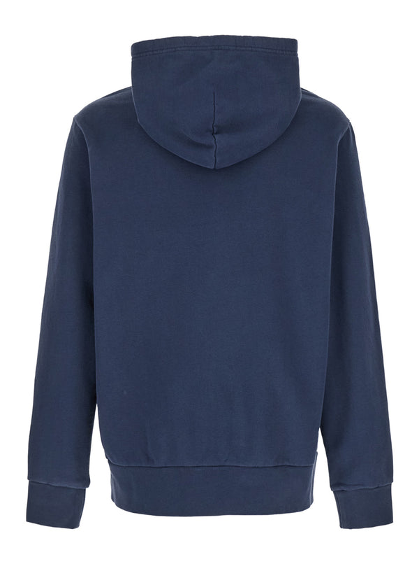 Hoodie With Pony Embroidery, Blue Cotton Sweatshirts